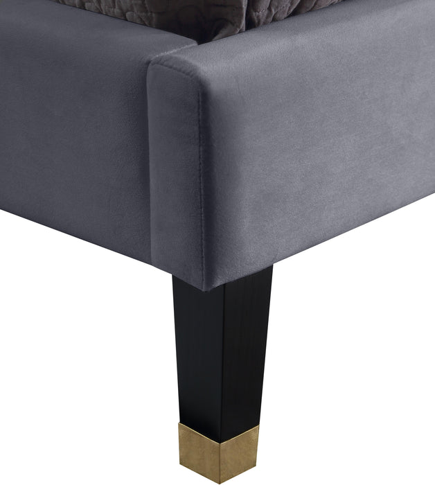 Harlie Grey Velvet Queen Bed - Royal Furniture & Gifts (MI) - Multi Location