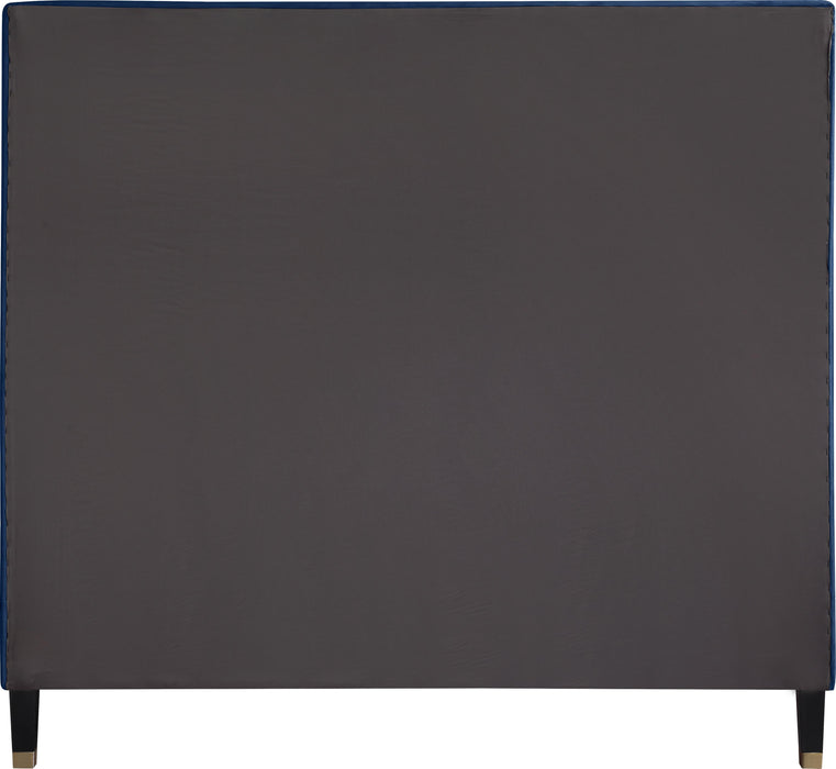 Harlie Navy Velvet Queen Bed - Royal Furniture & Gifts (MI) - Multi Location