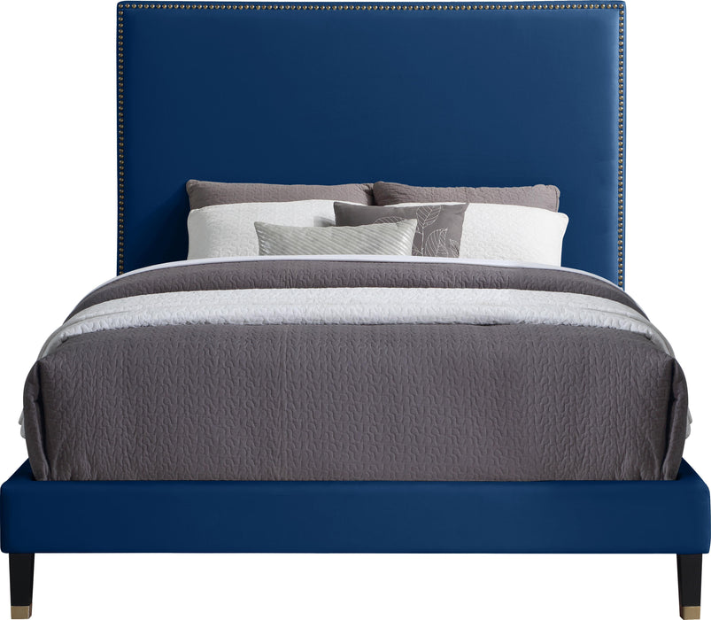 Harlie Navy Velvet King Bed - Royal Furniture & Gifts (MI) - Multi Location