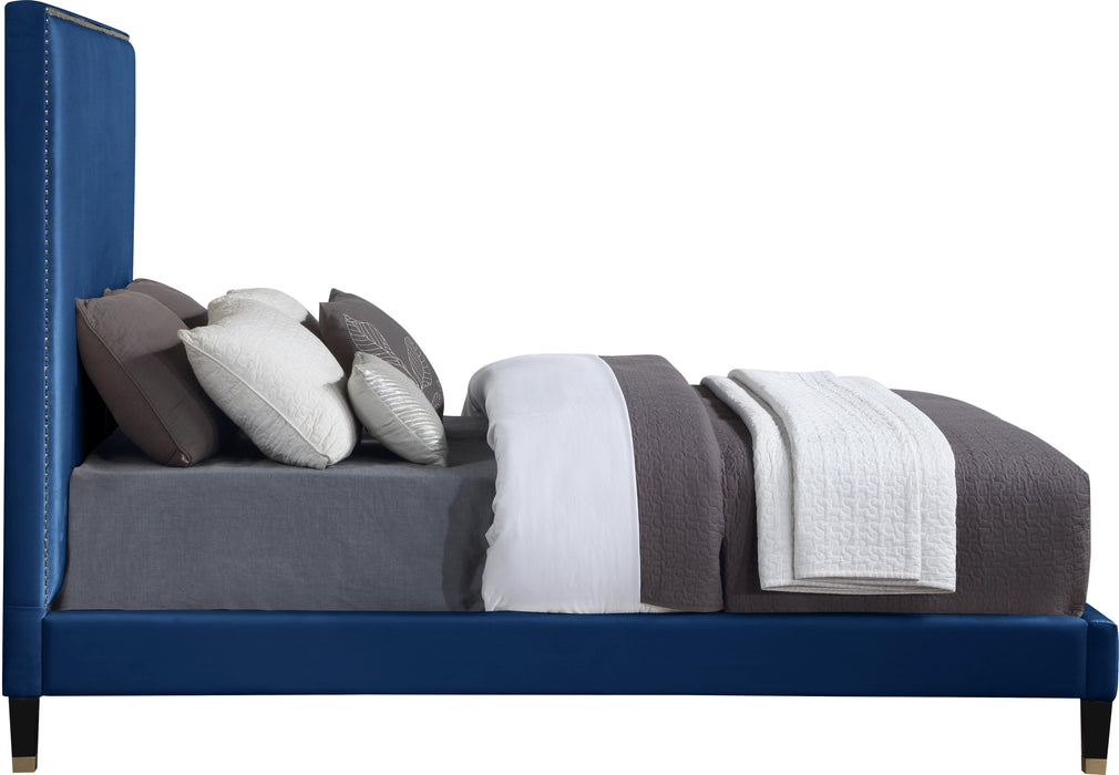 Harlie Navy Velvet King Bed - Royal Furniture & Gifts (MI) - Multi Location