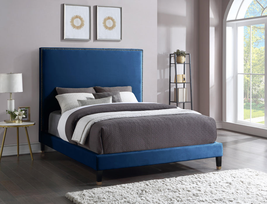 Harlie Navy Velvet King Bed - Royal Furniture & Gifts (MI) - Multi Location