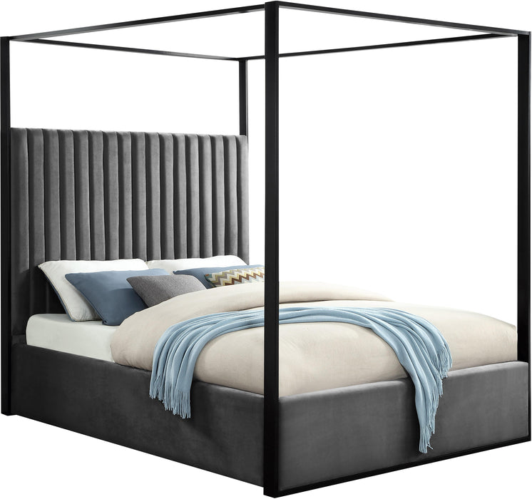 Jax Grey Velvet Queen Bed - Royal Furniture & Gifts (MI) - Multi Location