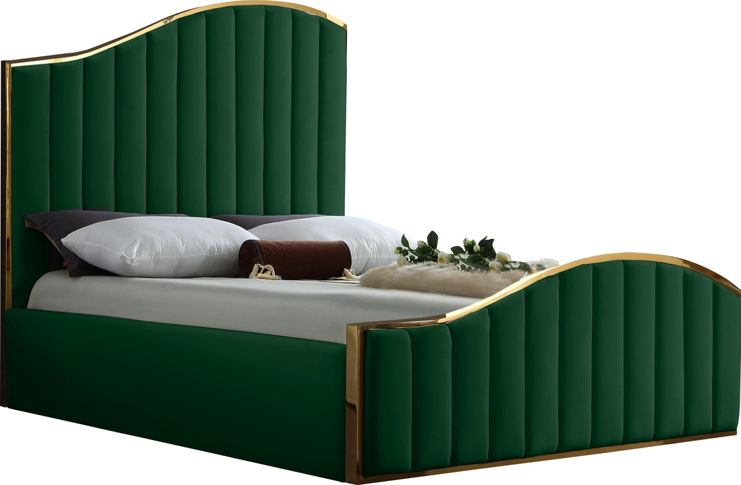 Jolie Green Velvet Queen Bed (3 Boxes) - Royal Furniture & Gifts (MI) - Multi Location