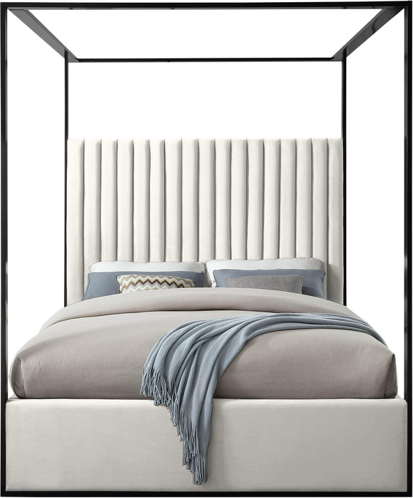 Jax Cream Velvet Queen Bed - Royal Furniture & Gifts (MI) - Multi Location