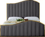 Jolie Grey Velvet Queen Bed (3 Boxes) - Royal Furniture & Gifts (MI) - Multi Location