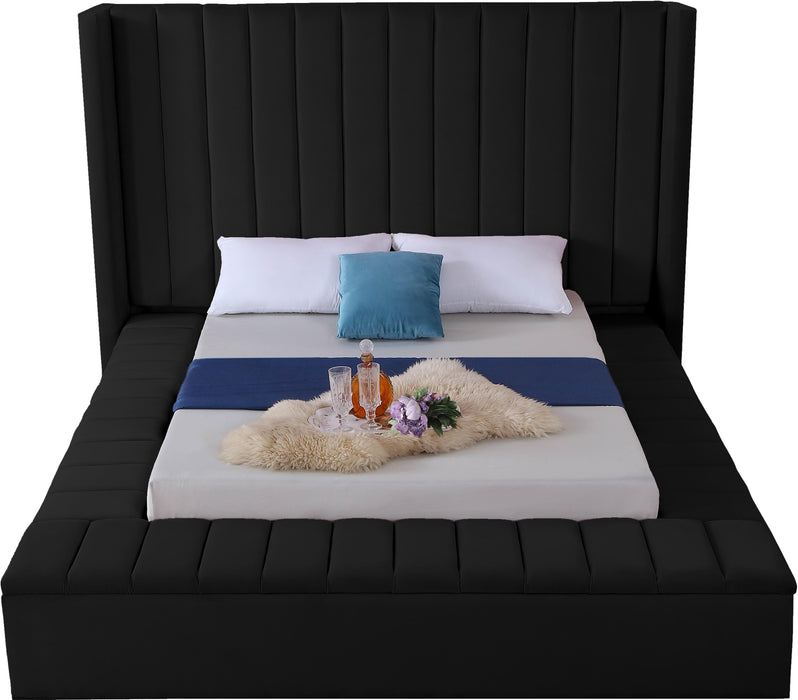 Kiki Black Velvet King Bed (3 Boxes) - Royal Furniture & Gifts (MI) - Multi Location