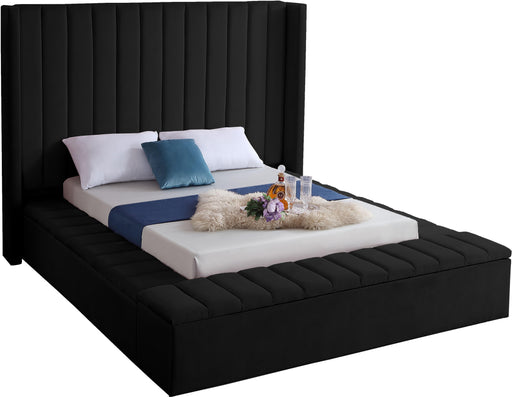 Kiki Black Velvet Queen Bed (3 Boxes) - Royal Furniture & Gifts (MI) - Multi Location