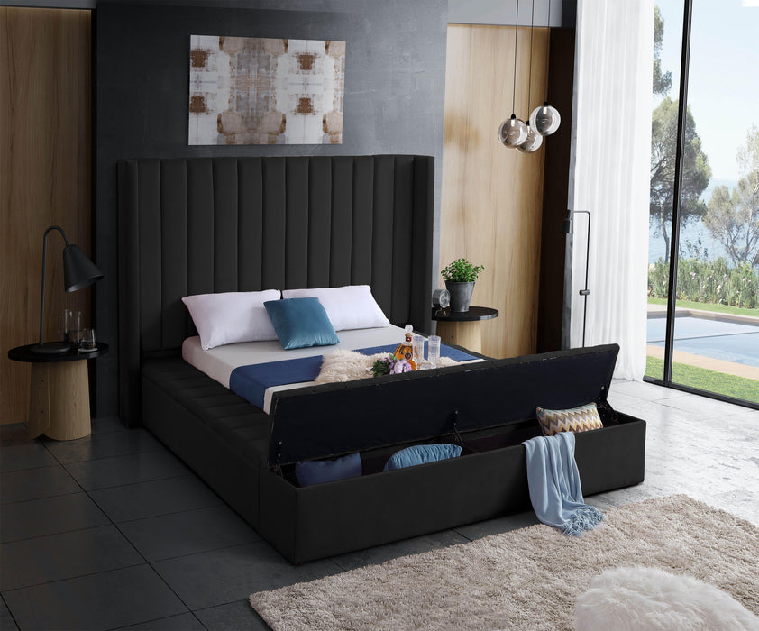 Kiki Black Velvet King Bed (3 Boxes) - Royal Furniture & Gifts (MI) - Multi Location