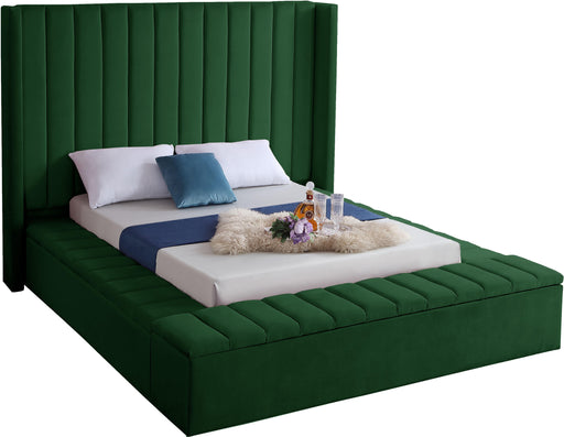 Kiki Green Velvet Queen Bed (3 Boxes) - Royal Furniture & Gifts (MI) - Multi Location