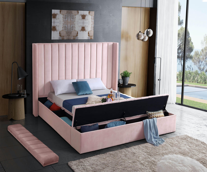 Kiki Pink Velvet Queen Bed (3 Boxes) - Royal Furniture & Gifts (MI) - Multi Location