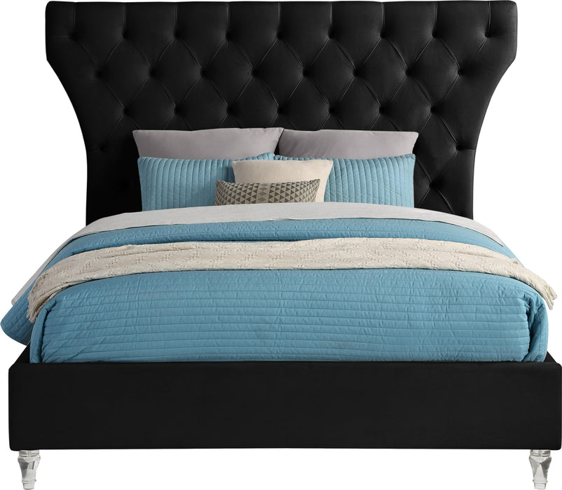 Kira Black Velvet Queen Bed - Royal Furniture & Gifts (MI) - Multi Location
