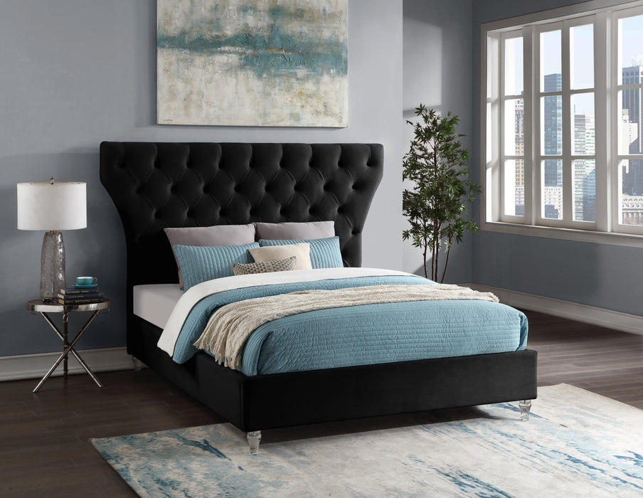 Kira Black Velvet Queen Bed - Royal Furniture & Gifts (MI) - Multi Location
