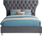 Kira Grey Velvet Queen Bed - Royal Furniture & Gifts (MI) - Multi Location