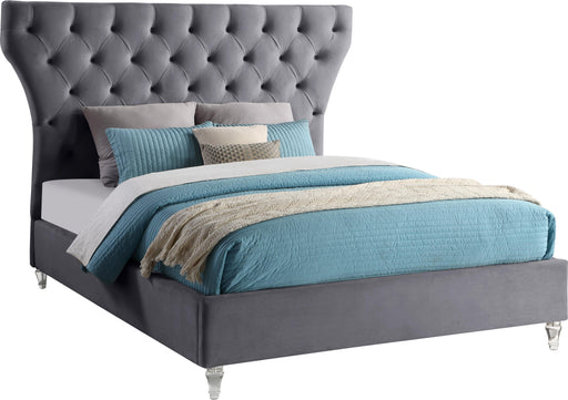 Kira Grey Velvet Queen Bed - Royal Furniture & Gifts (MI) - Multi Location