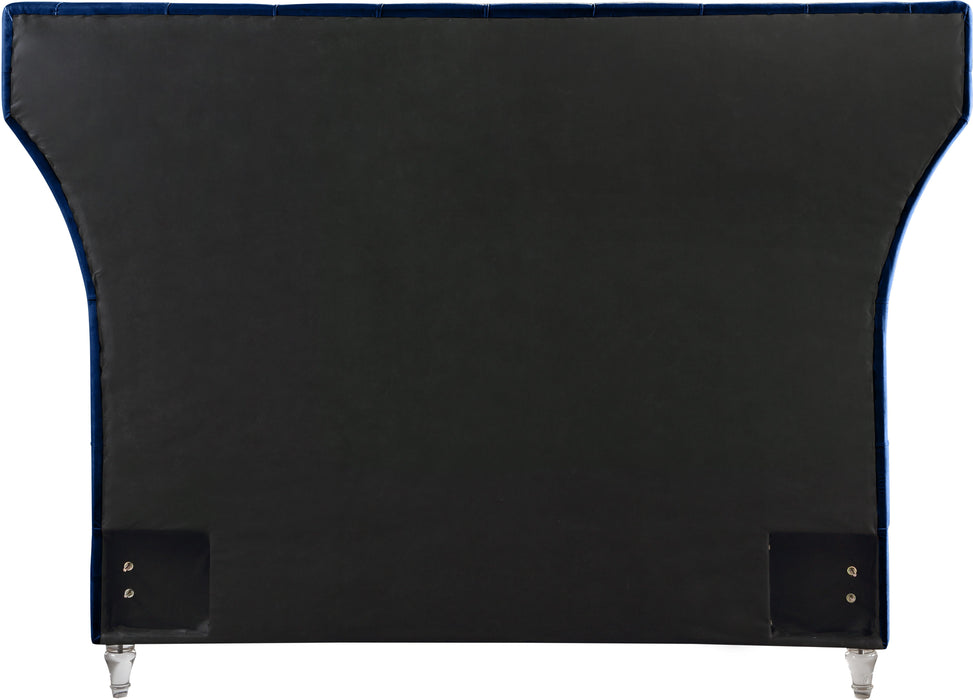 Kira Navy Velvet King Bed - Royal Furniture & Gifts (MI) - Multi Location
