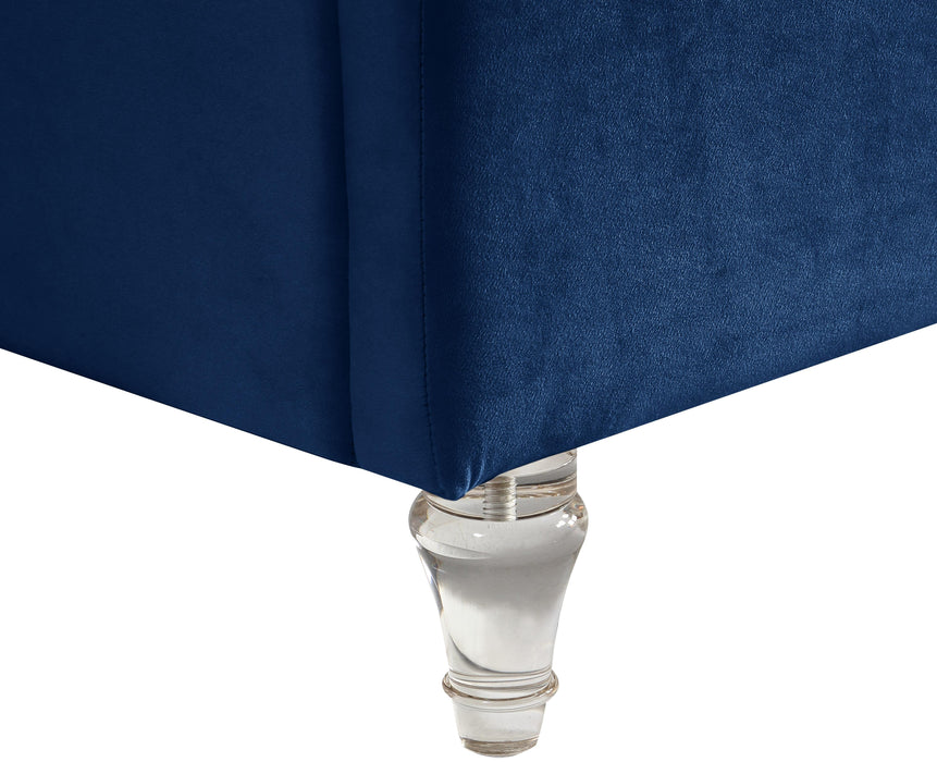 Kira Navy Velvet Queen Bed - Royal Furniture & Gifts (MI) - Multi Location
