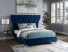 Kira Navy Velvet Queen Bed - Royal Furniture & Gifts (MI) - Multi Location