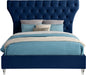 Kira Navy Velvet Queen Bed - Royal Furniture & Gifts (MI) - Multi Location