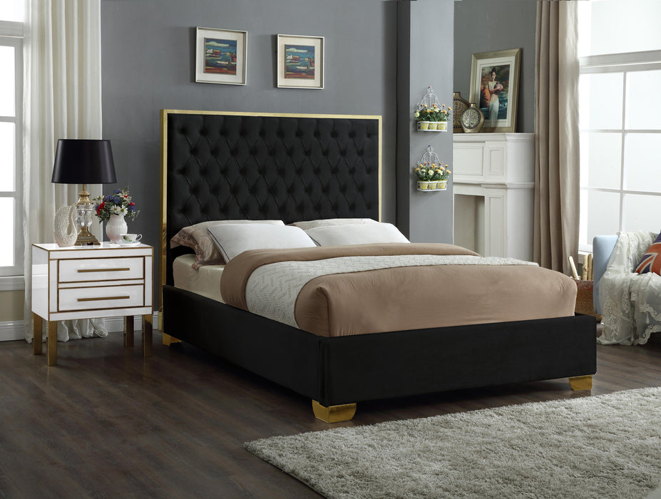 Lana Black Velvet Queen Bed - Royal Furniture & Gifts (MI) - Multi Location