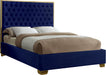 Lana Navy Velvet Queen Bed - Royal Furniture & Gifts (MI) - Multi Location