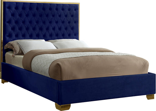 Lana Navy Velvet Queen Bed - Royal Furniture & Gifts (MI) - Multi Location