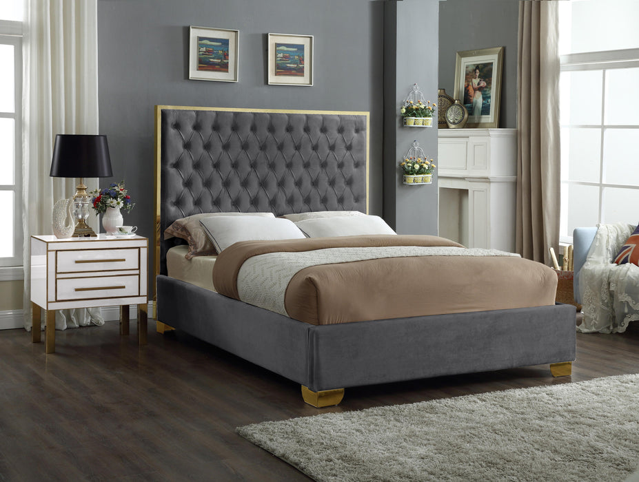 Lana Grey Velvet Queen Bed - Royal Furniture & Gifts (MI) - Multi Location