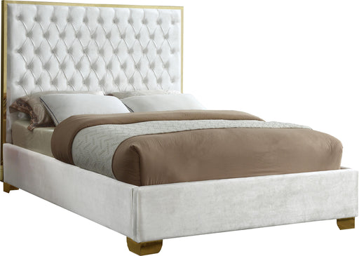 Lana White Velvet Queen Bed - Royal Furniture & Gifts (MI) - Multi Location