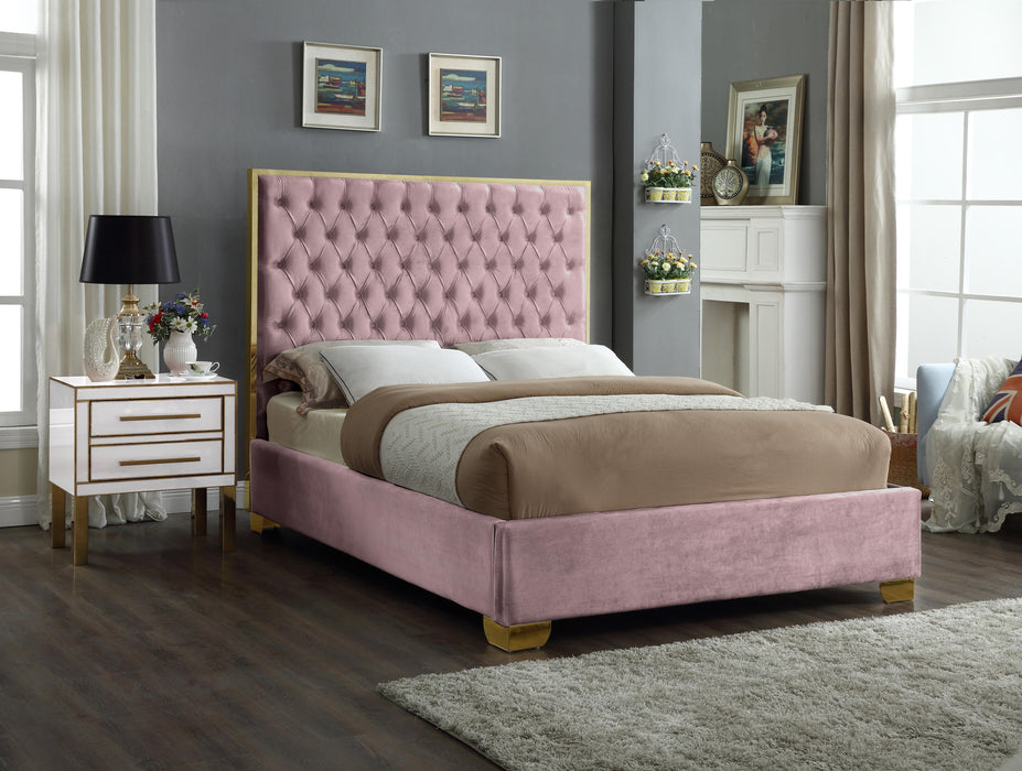 Lana Pink Velvet Queen Bed - Royal Furniture & Gifts (MI) - Multi Location