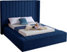 Kiki Navy Velvet Queen Bed (3 Boxes) - Royal Furniture & Gifts (MI) - Multi Location