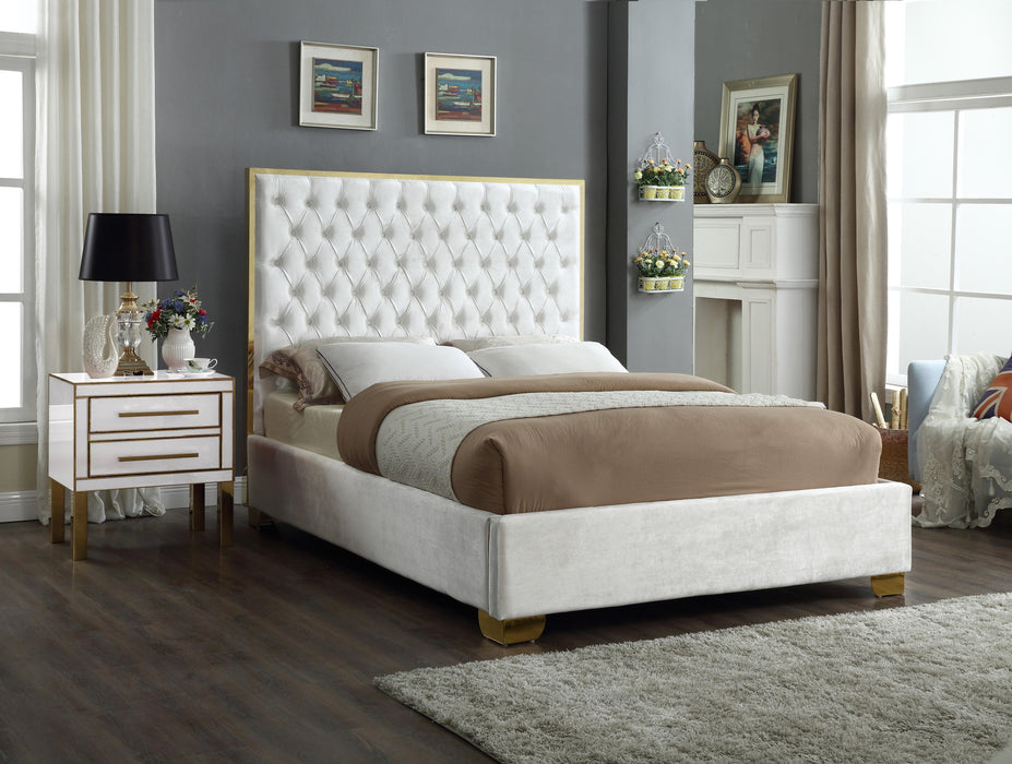 Lana White Velvet Queen Bed - Royal Furniture & Gifts (MI) - Multi Location