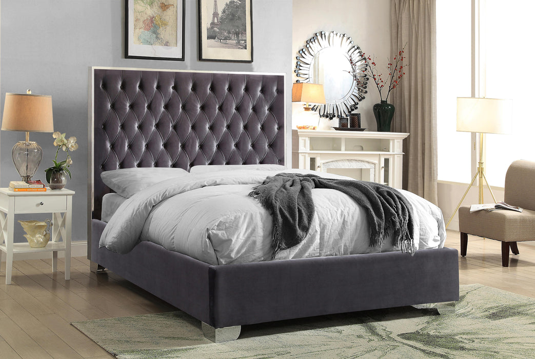 Lexi Grey Velvet King Bed - Royal Furniture & Gifts (MI) - Multi Location