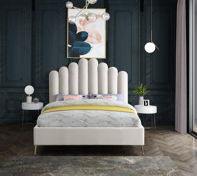 Lily Cream Velvet King Bed - Royal Furniture & Gifts (MI) - Multi Location