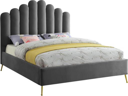 Lily Grey Velvet Queen Bed - Royal Furniture & Gifts (MI) - Multi Location