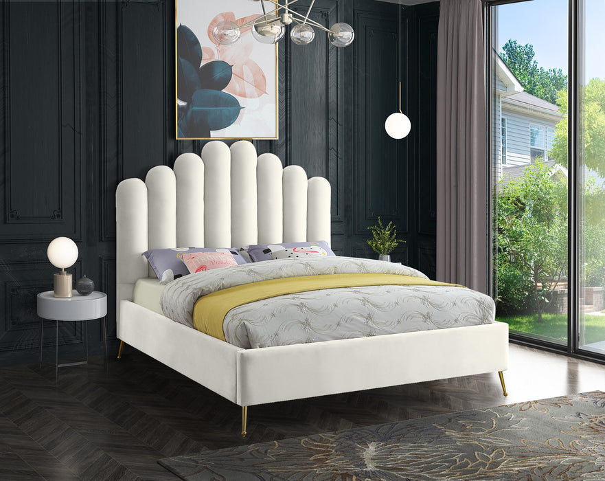 Lily Cream Velvet King Bed - Royal Furniture & Gifts (MI) - Multi Location