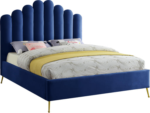 Lily Navy Velvet King Bed - Royal Furniture & Gifts (MI) - Multi Location