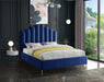 Lily Navy Velvet King Bed - Royal Furniture & Gifts (MI) - Multi Location