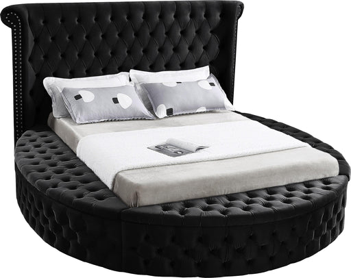 Luxus Black Velvet Queen Bed (3 Boxes) - Royal Furniture & Gifts (MI) - Multi Location