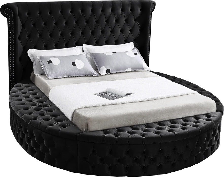 Luxus Black Velvet Queen Bed (3 Boxes) - Royal Furniture & Gifts (MI) - Multi Location