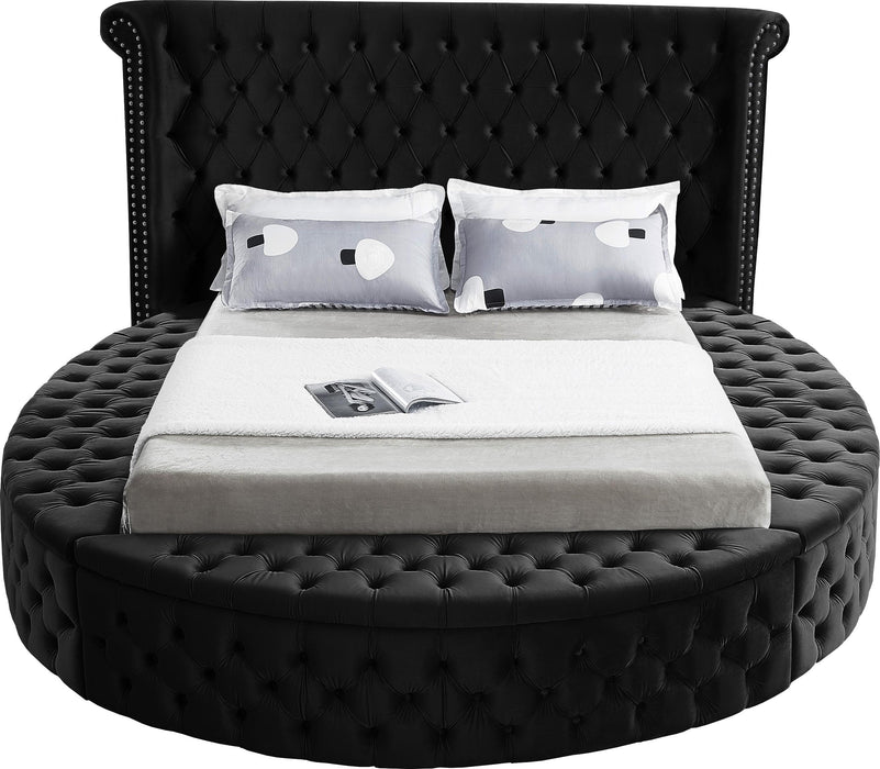 Luxus Black Velvet King Bed (3 Boxes) - Royal Furniture & Gifts (MI) - Multi Location