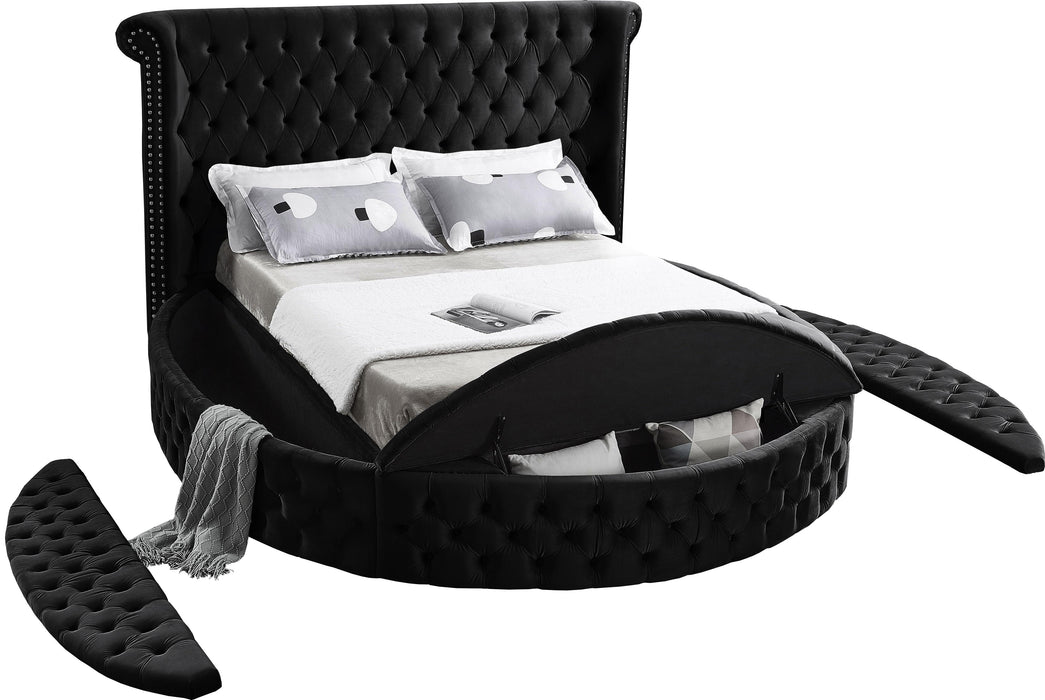 Luxus Black Velvet King Bed (3 Boxes) - Royal Furniture & Gifts (MI) - Multi Location