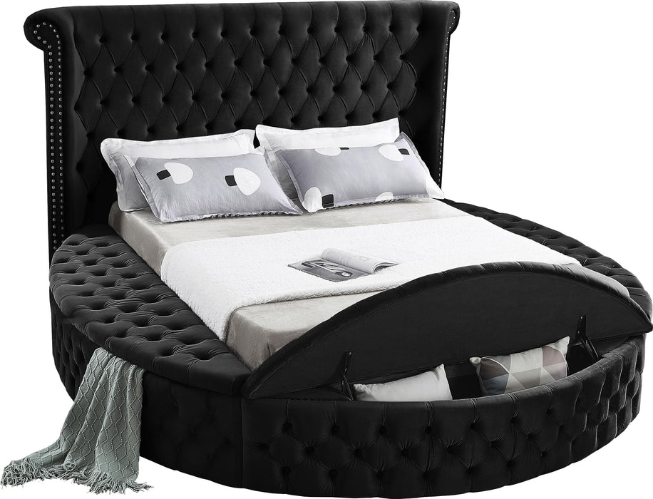 Luxus Black Velvet King Bed (3 Boxes) - Royal Furniture & Gifts (MI) - Multi Location