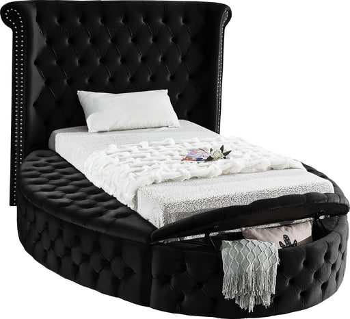 Luxus Black Velvet Twin Bed (3 Boxes) - Royal Furniture & Gifts (MI) - Multi Location