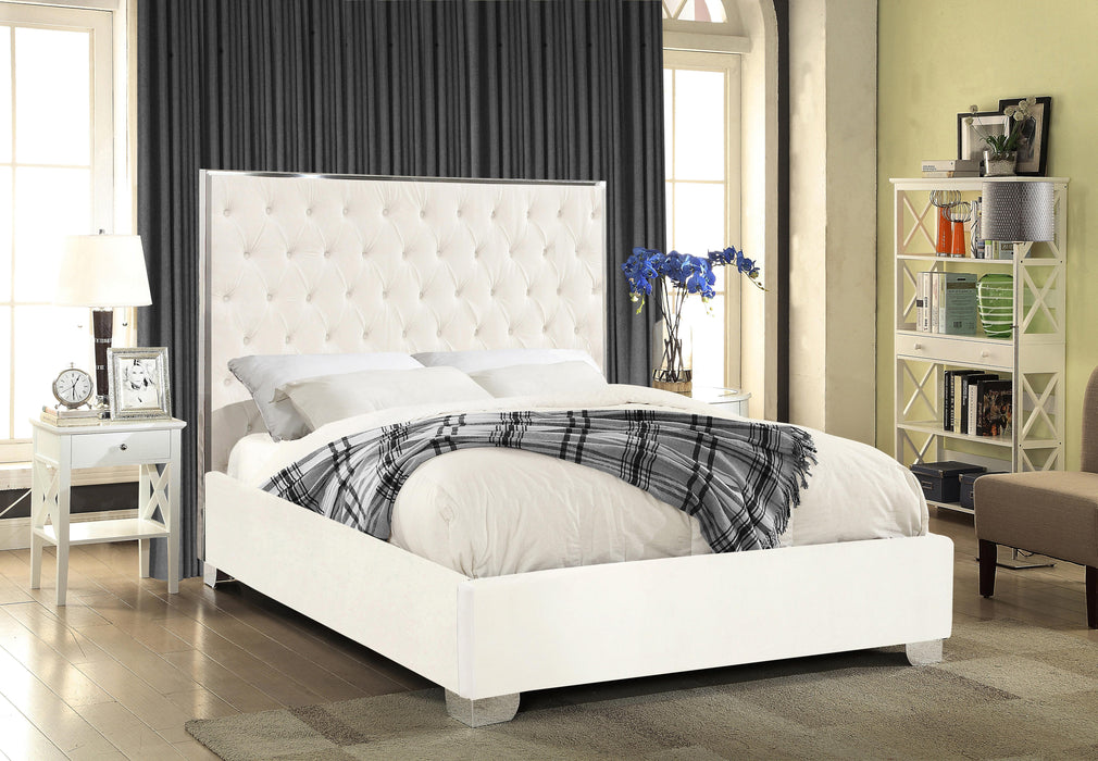 Lexi White Velvet Queen Bed - Royal Furniture & Gifts (MI) - Multi Location