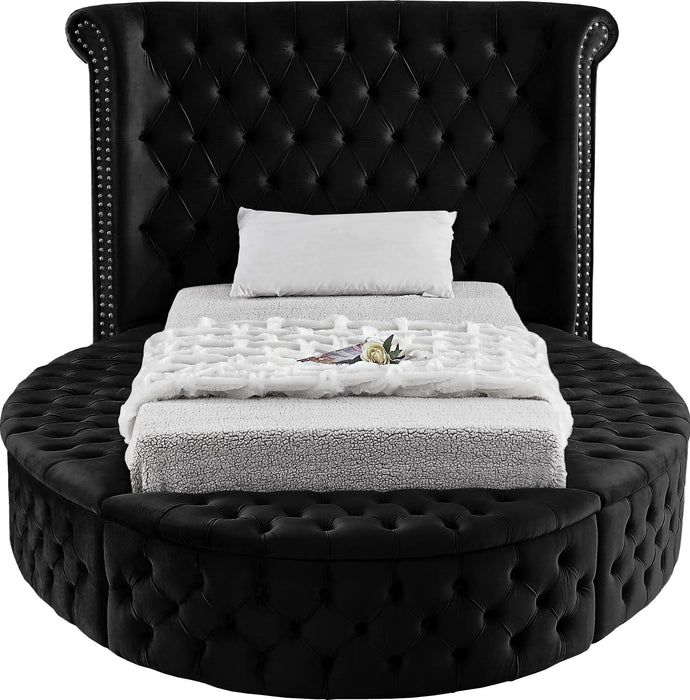 Luxus Black Velvet Twin Bed (3 Boxes) - Royal Furniture & Gifts (MI) - Multi Location