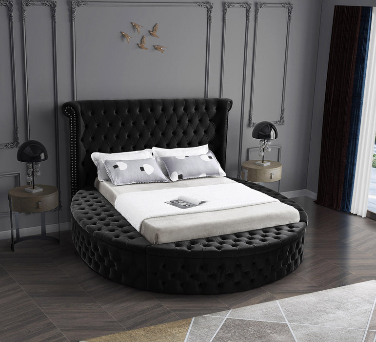 Luxus Black Velvet King Bed (3 Boxes) - Royal Furniture & Gifts (MI) - Multi Location