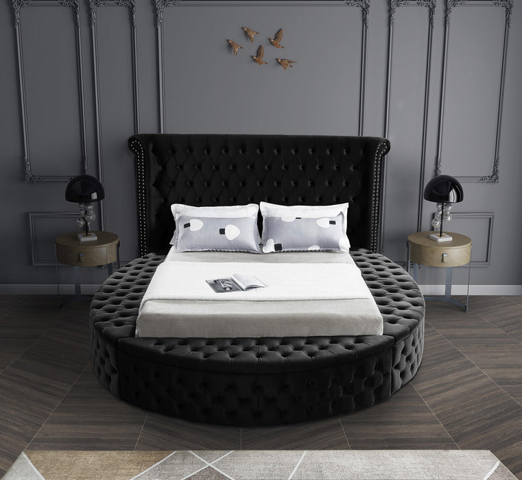 Luxus Black Velvet Queen Bed (3 Boxes) - Royal Furniture & Gifts (MI) - Multi Location