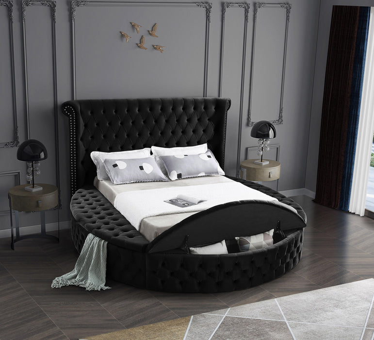 Luxus Black Velvet King Bed (3 Boxes) - Royal Furniture & Gifts (MI) - Multi Location