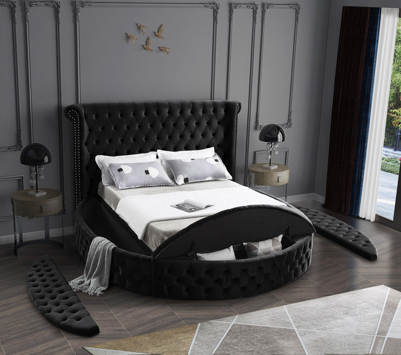 Luxus Black Velvet King Bed (3 Boxes) - Royal Furniture & Gifts (MI) - Multi Location