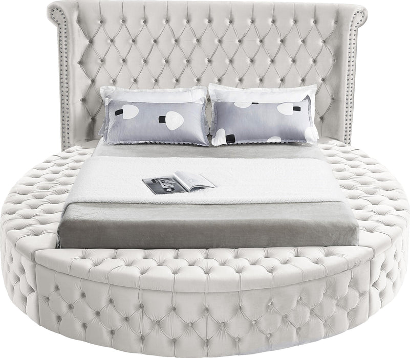 Luxus Cream Velvet King Bed (3 Boxes) - Royal Furniture & Gifts (MI) - Multi Location