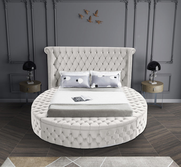 Luxus Cream Velvet King Bed (3 Boxes) - Royal Furniture & Gifts (MI) - Multi Location